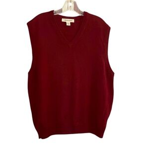 Pronto Uomo_Deep Red V-Neck Sweater Vest Merino Wool_L